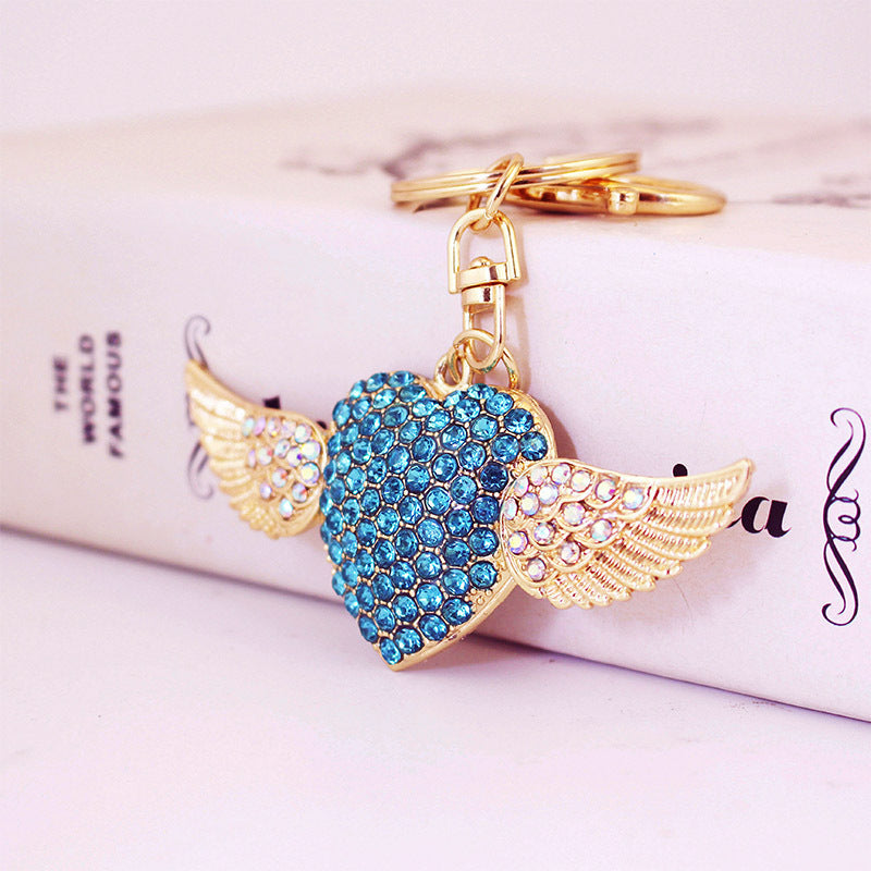Wholesale Full Diamond Love Wings Zinc Alloy Keychains